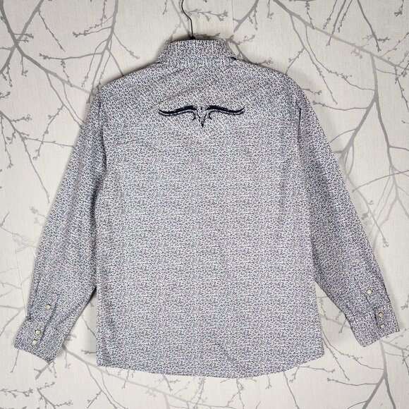 Cowboy Hardware Blue Floral 100% Cotton Pearl Snap Western Shirt - Picture 4 of 7